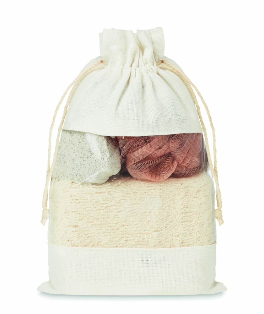Logo trade promotional products image of: Bath set in cotton pouch